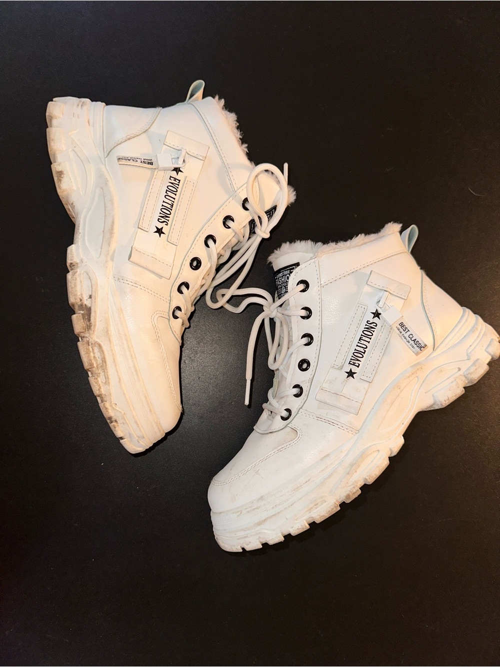 ⭐️ White Fashion Fleece Lined High-Top Chunky Sneakers (fit 9.5) - Picture 9 of 9